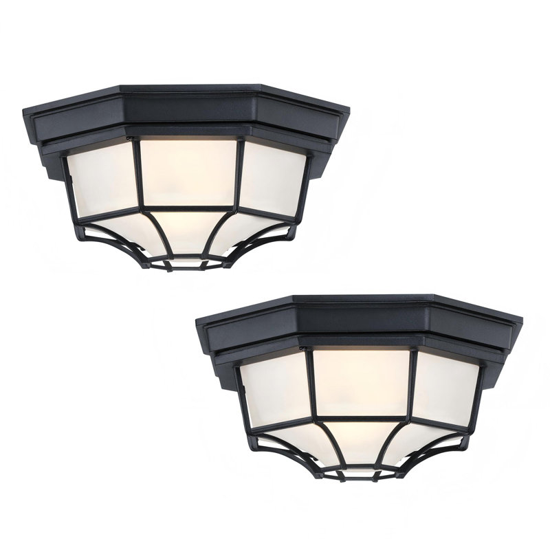 2 Pack 8.5 in. 1-Light Ceiling Mount Light Fixture With Frosted Glass with Matte Black Finish, 3.9" H  x 8.5" W x 8.5" D