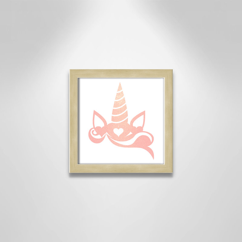 Adhésif décoratif «Be the Unicorn 1» Be a Unicorn, 8" H x 8" W x 1.18" D, Cadre boîte champagne clair