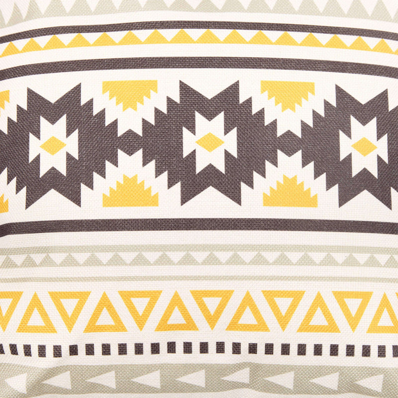 Aztec Print Indoor-Outdoor Cushion, Yellow