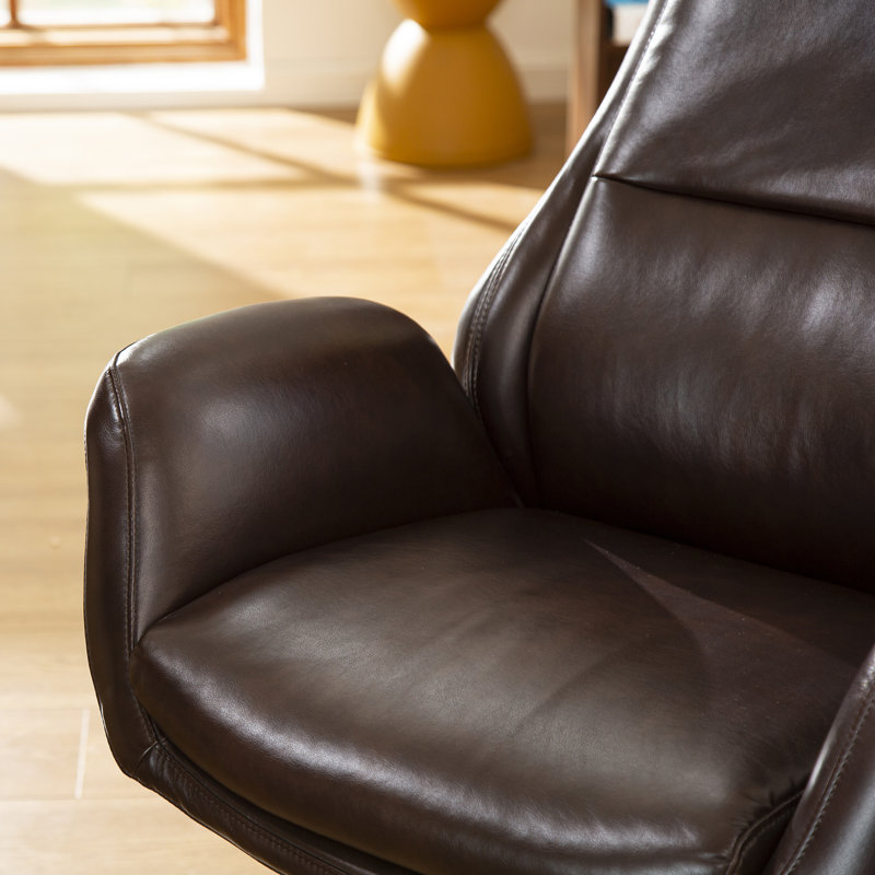 Corjan Mid-Century Modern Gas Lift Swivel Executive Chair or Office Chair with Headrest, Silver, Coffee