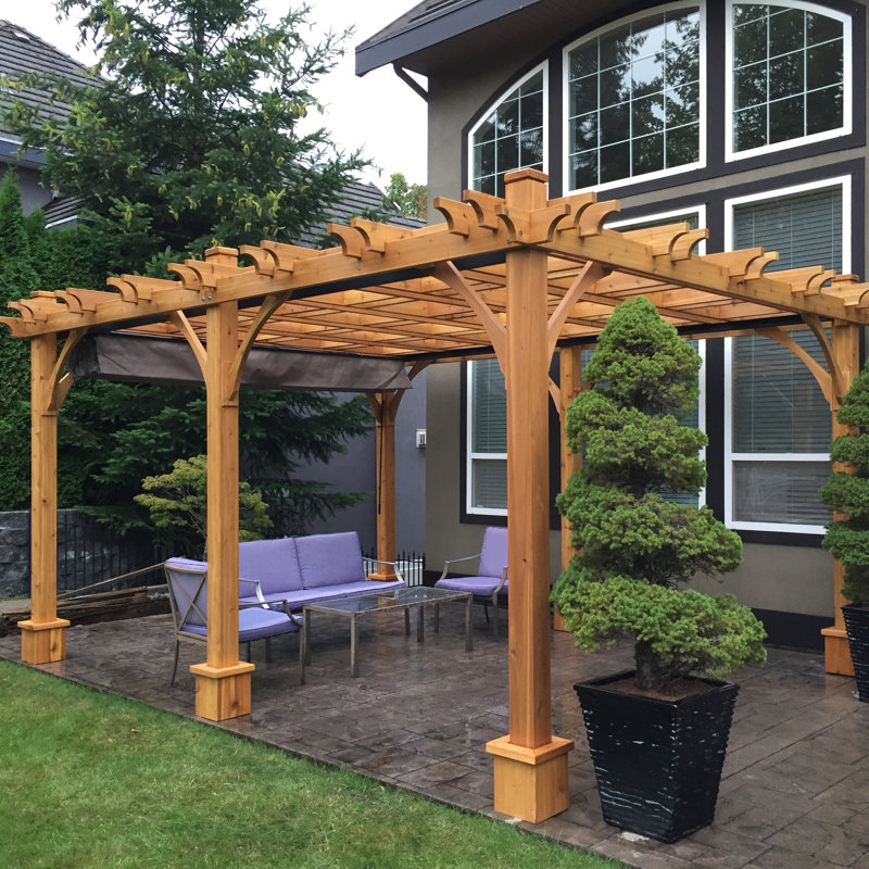12 ft. W x 16 ft. D Breeze Solid Cedar Wood Pergola, Natural Western Red Cedar, 12 ft. W x 16 ft. D