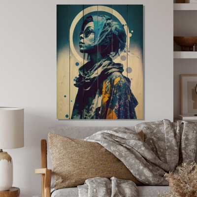 Street Fashion Model In Blue II - impression de femme sur bois