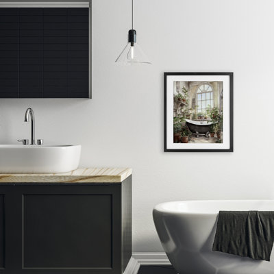 Vintage Sun Lit Bathtub Framed Print Under Glass, design by Lettered and Lined