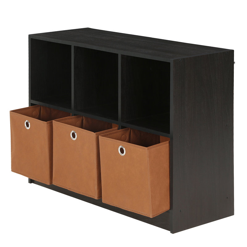 Anjay 59.9 cm H x 80.3 cm W Cube Bookcase, Espresso/Brown