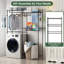 4-Tier Metal Laundry Drying Rack with Adjustable Height, Built-In Hamper & Hooks, Space-Saving Freestanding Over Washer and Dryer Shelf - 57.4" W x 13" D x 75" H