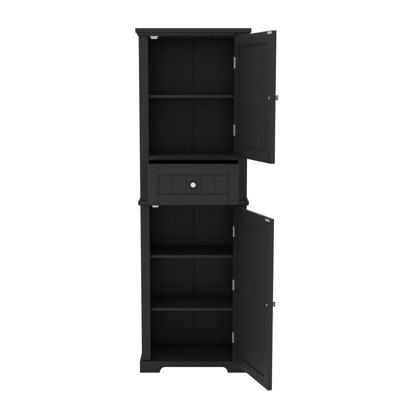 Grande armoire de rangement autoportante avec tiroir réglable, Noir