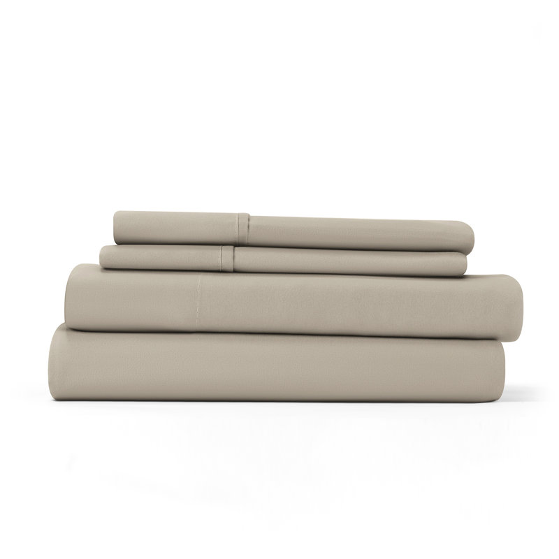 Sateen Double Brushed Microfiber Sheet Set, Sandalwood, Twin XL Sheet Set + Fitted Sheet + 1 Pillowcase