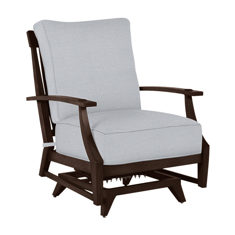 Croquet Aluminum Spring Lounge - Mahogany, Welt, Mahogany, Linen Chambray