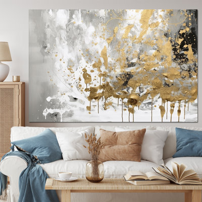 White And Gold Modern Abstract - Abstract Canvas Wall Art