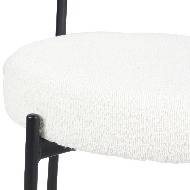 2 chaises de salle à manger blanches - Design rond moderne avec rembourrage en mousse confortable de 2, siège élégant avec revêtement en boucle souple
