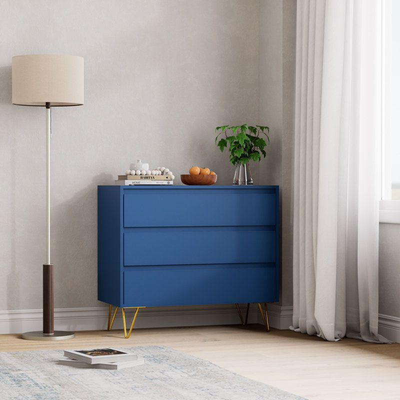 Almaas 81.5cm W 3 - Drawer Chest of Drawers, Navy