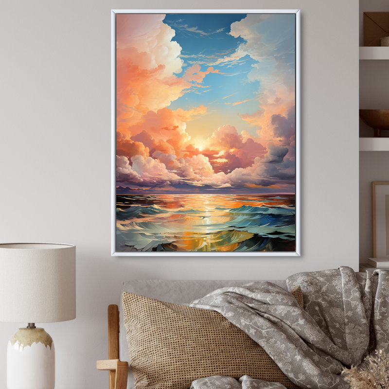 Benzonia " Clouds Skys Canvas IV ", White Floater Framed, 32" H x 24" W x 1" D