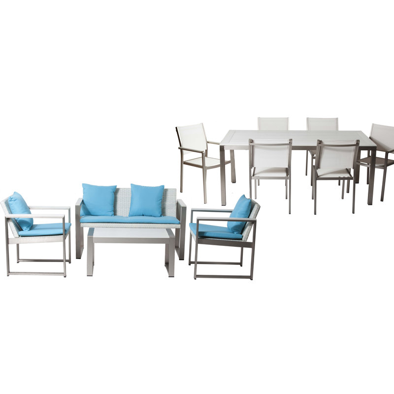 Chester Premium All-Weather Wicker 10 - Person Patio Conversation Set with Cushions, White