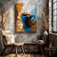 Abstrait, tasse à café, peinture, tasse bleue, art mural sur toile, abstrait bleu moderne, décoration pour la cuisine, salle à manger, coin repas, galerie, décoration murale-1830736524