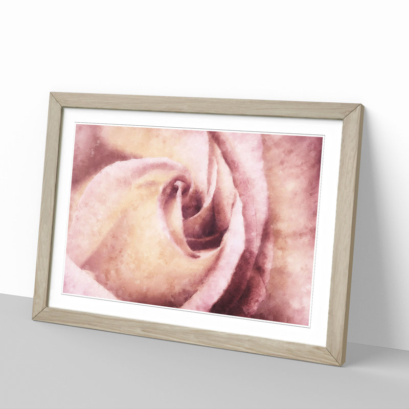 Pink Rose Flower Vol.6 - Framed Print, 27cm H x 36cm W x 2cm D, Oak Framed