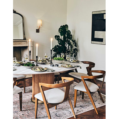Oval Faux Marble Top Dining Table