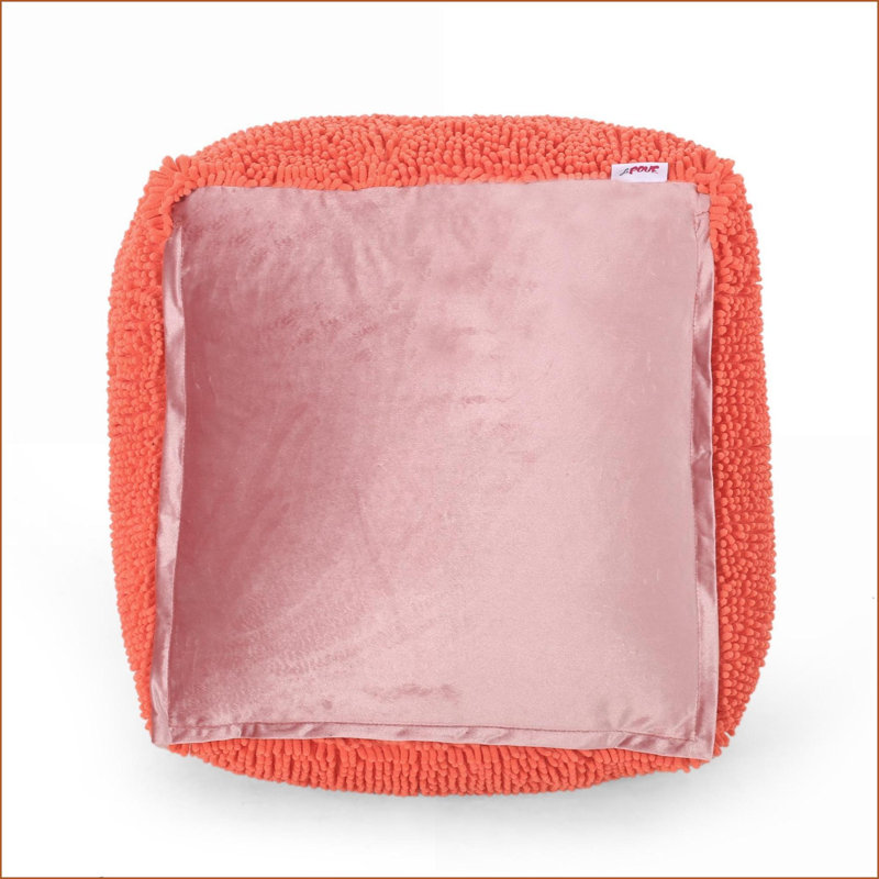 Pouf, siège décontracté très moelleux pour salon / chambre à coucher, entièrement assemblé | Jaune citron | Microfibre chenille