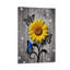 Tournesol avec papillons, cadre en bois à l'arrière intégré, art mural, 36 L x 24 W