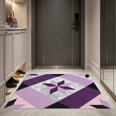 Tapis lilas argenté Star pour tapis de salon, doux et confortable, convient à toutes les saisons, facile à entretenir, tapis de sol intérieur lavable à la machine, sous la table de ferme convenant à la chambre à coucher, à la salle à manger, au bureau, au patio, au balcon, à la maison