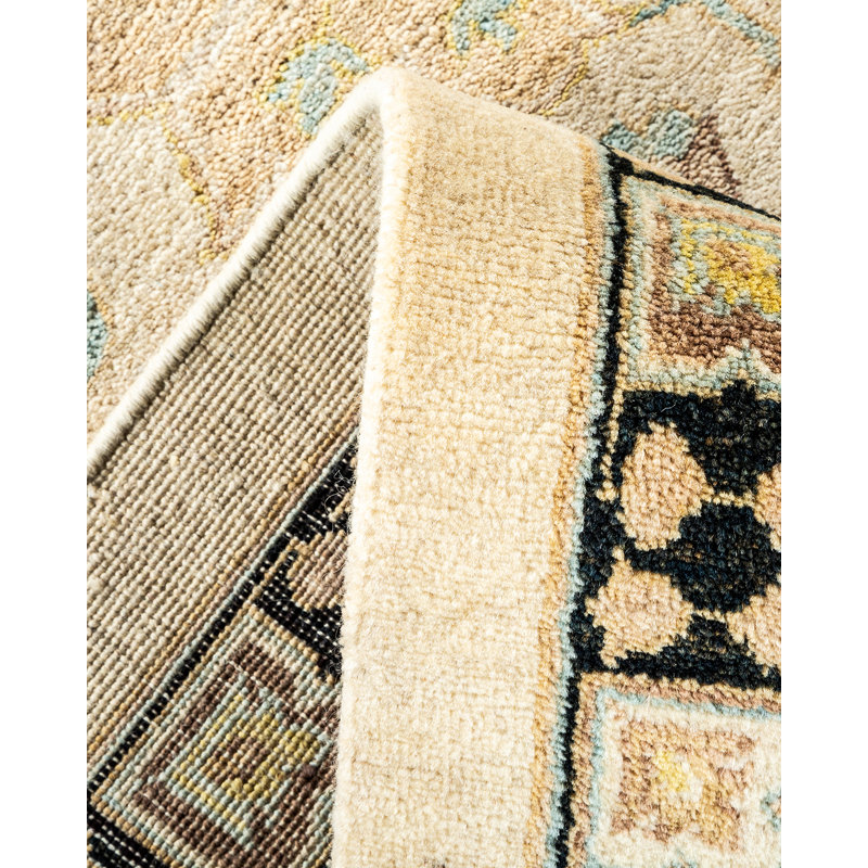 Tapis unique ivoire noué à la main Lillyella Eclectic 9 pi 2 po x 12 pi 3 po