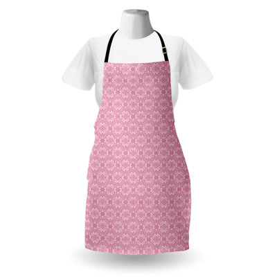 Bloomsbury Market Pink Damask Apron Unisex Abstract Curvy Romantic Adult Size Pale Pink Pale Eggshell