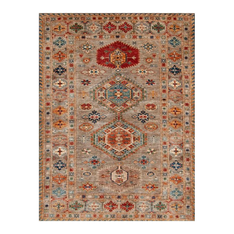 Tapis décoratif multicolore à motif tissé à base tissée moderne lavable à la machine, Rectangle 3 pi 3 po x 4 pi 11 po
