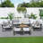 Elves Teak 7 - Person Patio Conversation Set with Cushions-1809675352