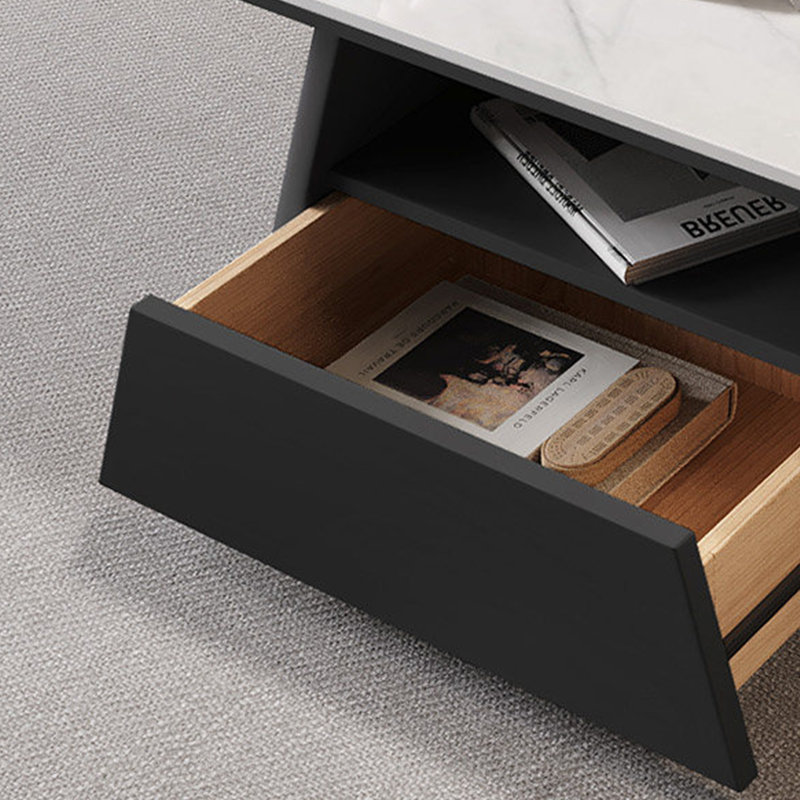 Table basse avec rangement Minimalist, Blanc / Gris, H 15,74 po x L 47,24 po x l 23,62 po, Noir