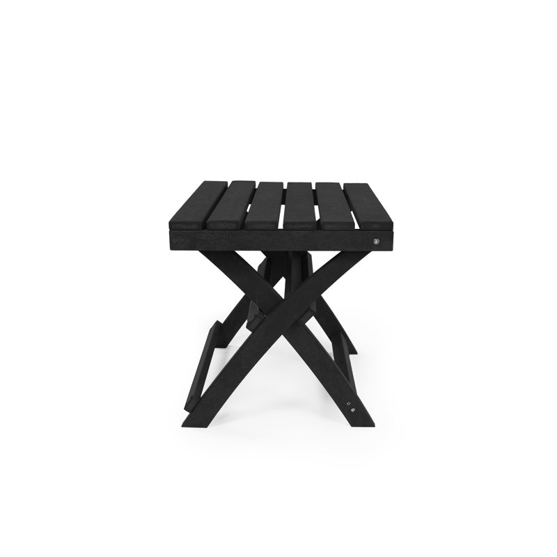 Grandcourt Fully Assembled All-Weather Outdoor Folding Patio Chair and Table 3 Piece Set, Black