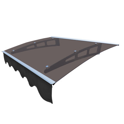 Auvent de porte - 47 po x 34 po. Toit en polycarbonate. Supports stables. Chauffer. Jardin extérieur. Brun foncé 0,137 po d'épaisseur résistant au vent et à la neige