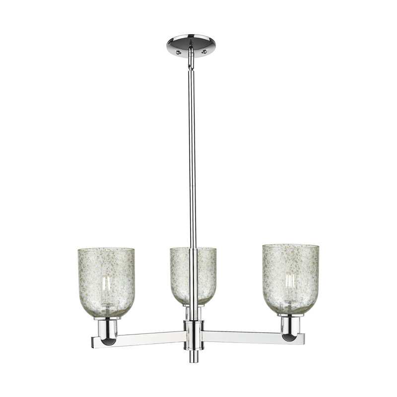 Arcadia - Mathilda - 3 Light Stem Hung Chandelier with Mouchette Shade, Polished Chrome, Mica