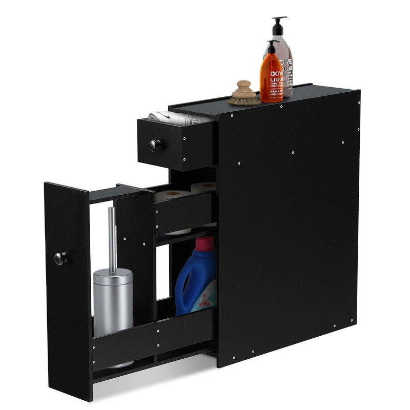 Freestanding Linen Cabinet, Black