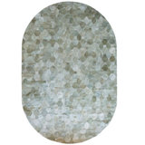 Cowhide Geometric Area Rug in Moss