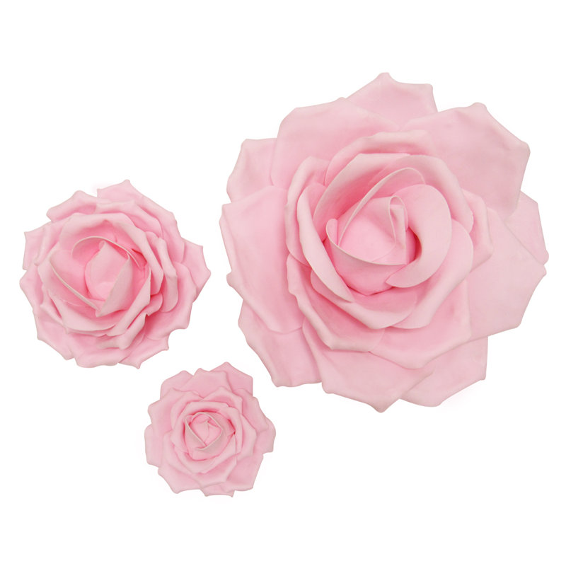 Ensemble de 3 décorations murales en mousse rose, Rose clair