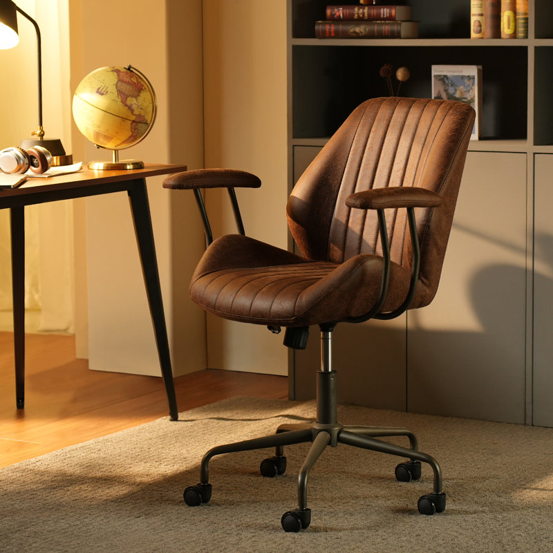 Fauteuil de bureau pivotant Daden, Marron foncé