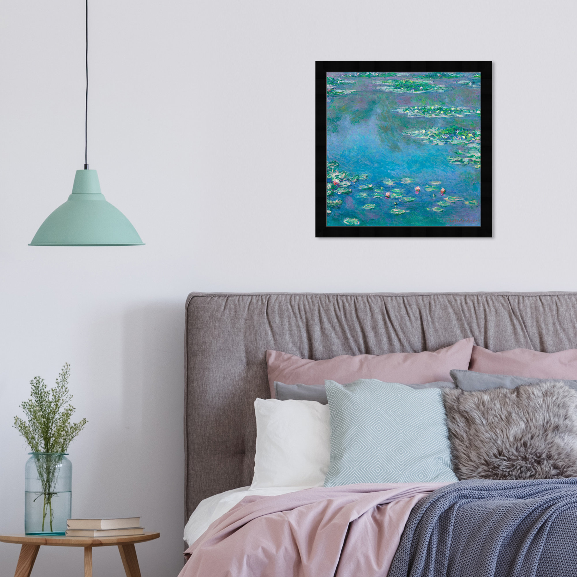 Classic Water Lilies in a Pond by Birch Lane™ - Picture Frame Print, 18" H x 18" W, Black