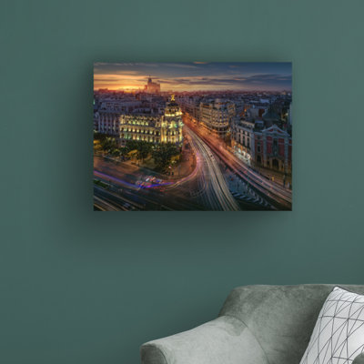 Art mural sur toile tendue - art mural Juan Pablo De «Madrid Metropolis» pour le salon, la chambre à coucher ou le bureau - 14 x 19