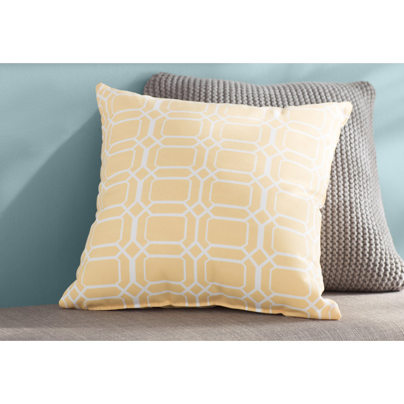 Sail, Sun, & Fun Geometric Reversible Throw Pillow, 20" H x 20" W x 3" D, Yellow