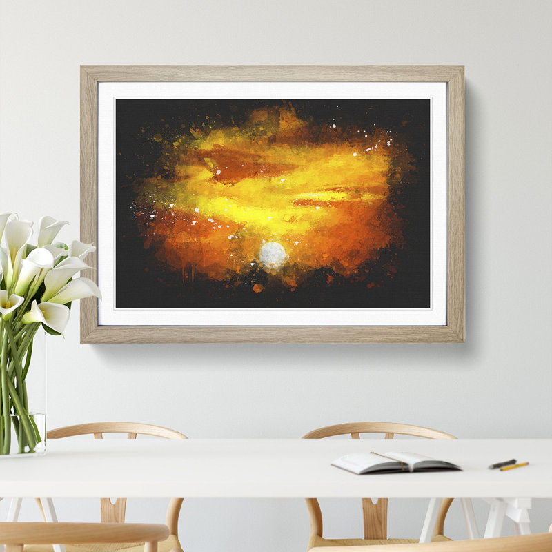 Striking Orange Sunset - Picture Frame Graphic Art Print, 24cm H x 33cm W x 2cm D, Oak Framed