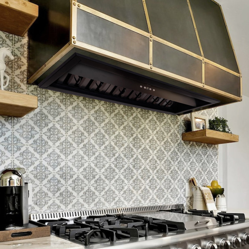 36-Inch Matte Black Stainless Steel Range Hood Insert with Charcoal Filter