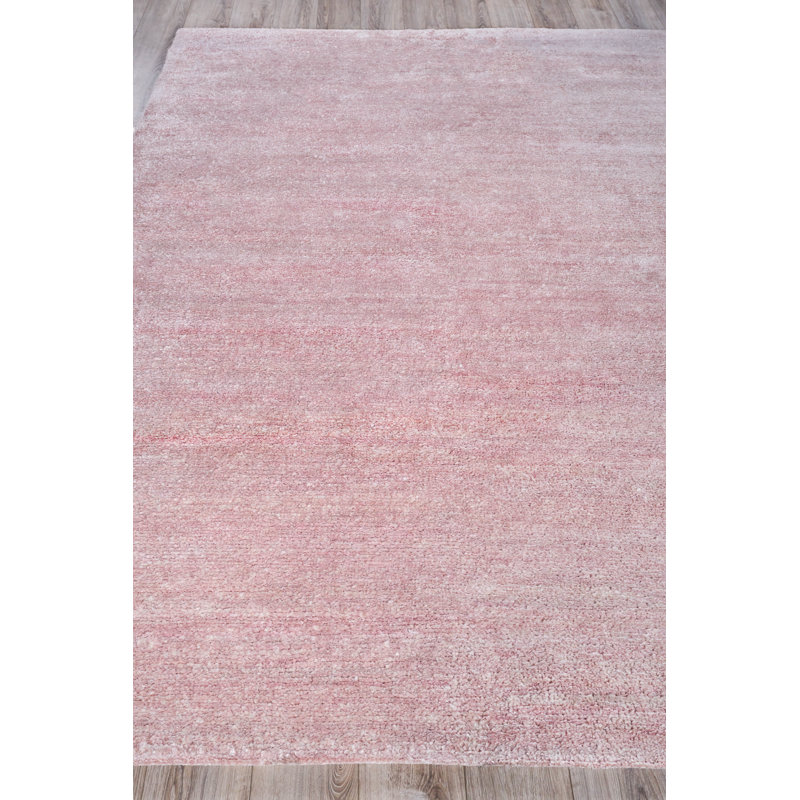 Plush Viscose/ Wool Area Rug in Pink, Rectangle 9' x 12'