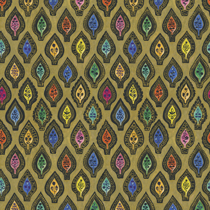 Floral Wallpaper Roll, Gold