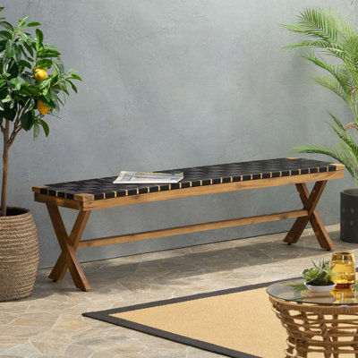 Wood Outdoor Bench, 2-Person Garden Bench