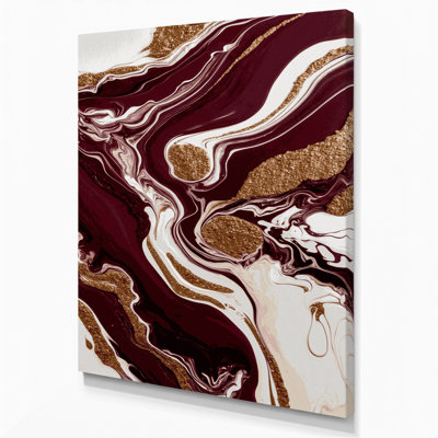 Abstrait art fluide sur toile rouge 81