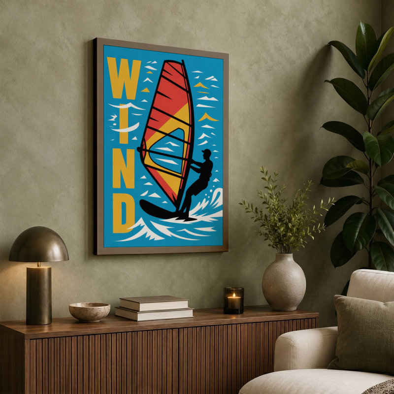 Wind Rider Modern - Wrapped Canvas, 18x12 - 45.7 x 30.5 cm, Taupe Border