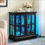 Armoires, vitrine antique avec lumières DEL et amp; Tablettes réglables | Noir | Panneau de fibres à densité moyenne + verre-147964973