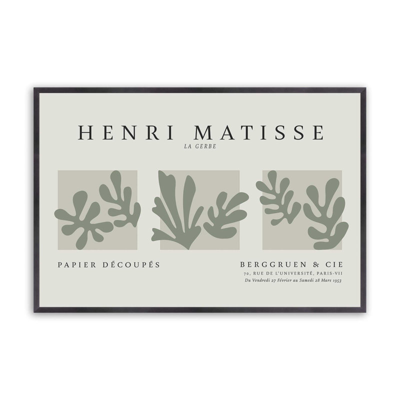 La Gerbe Trio Matisse, reproduction d'affiche dans un cadre, H 9,25 po x l 11,25 po x P 1,25 po, Zinc patiné