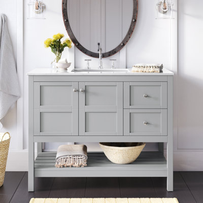 Krish 42'' Single Bathroom Vanity with Engineered Marble Top