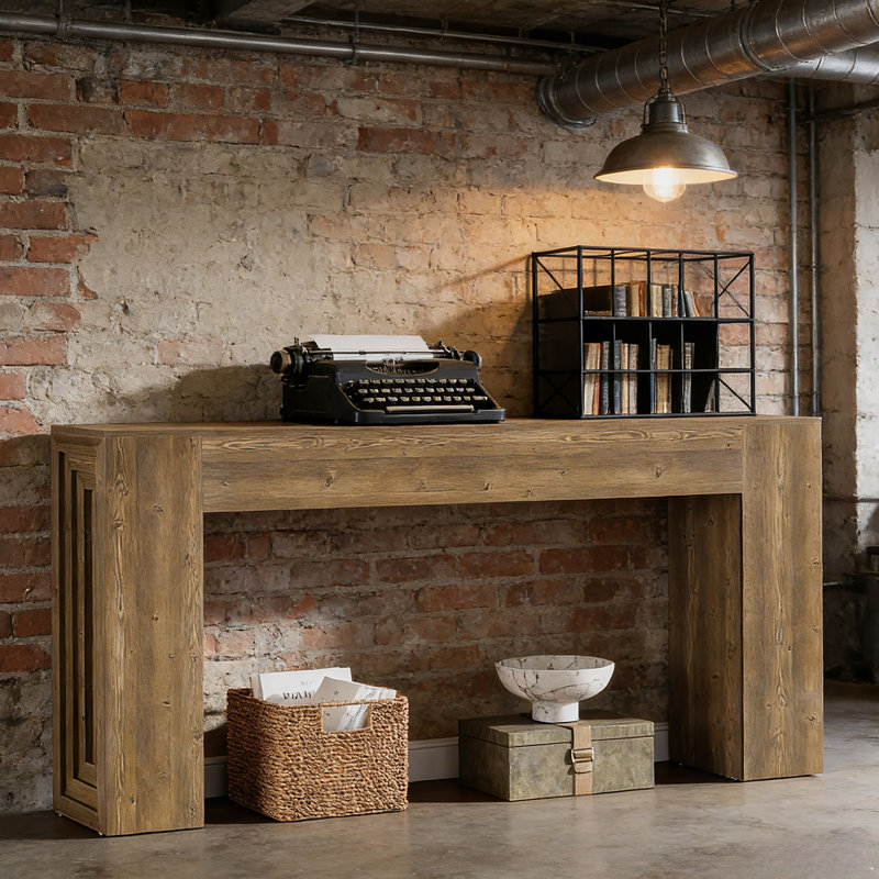 Grand canapé de table, table de couloir en bois, console