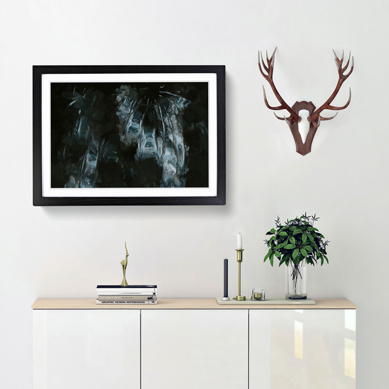 Night Visions in Abstract - Picture Frame Painting Print, 62cm H x 87cm W x 2cm D, Black Framed